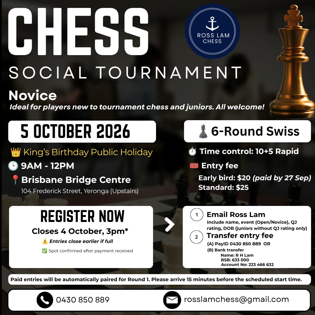 King's Birthday Public Holiday — Novice tournament flyer