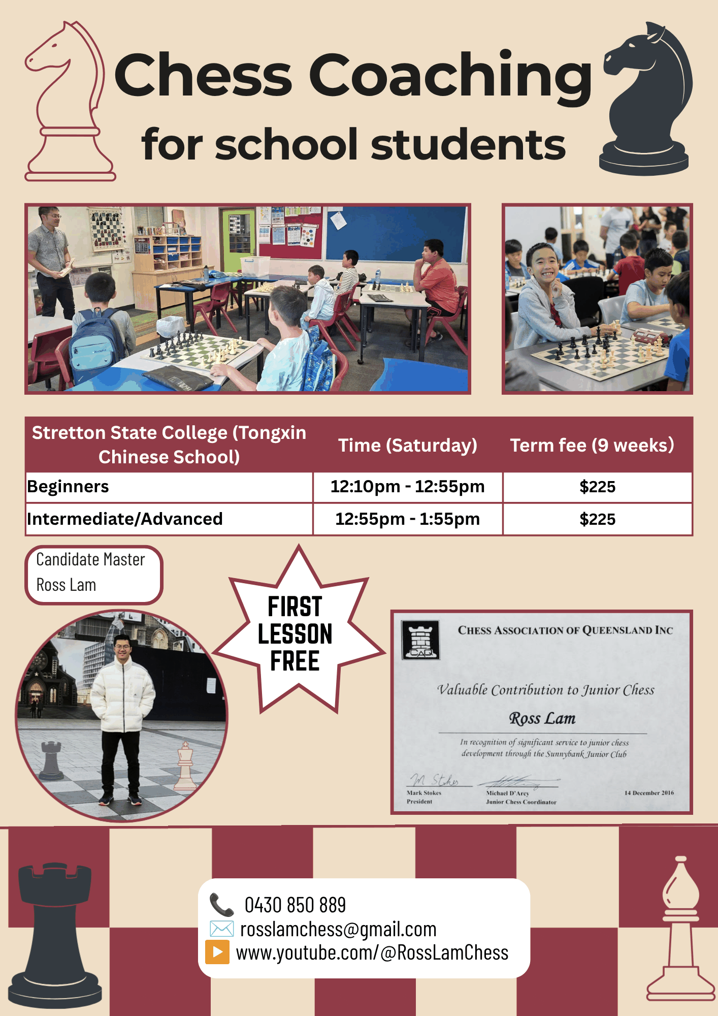 Saturday Junior Chess flyer
