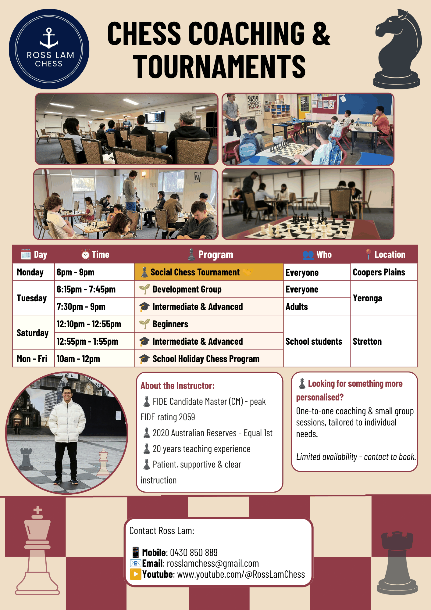 Ross Lam Chess — full schedule, one-page summary