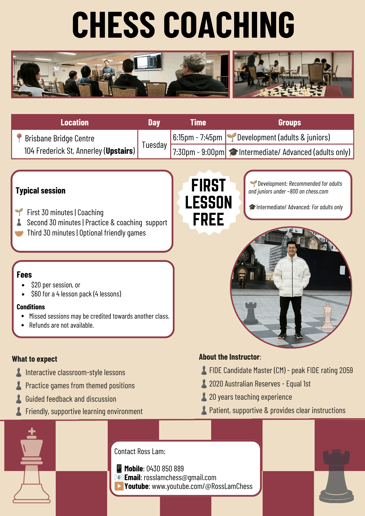 Tuesday Evening Chess Coaching flyer